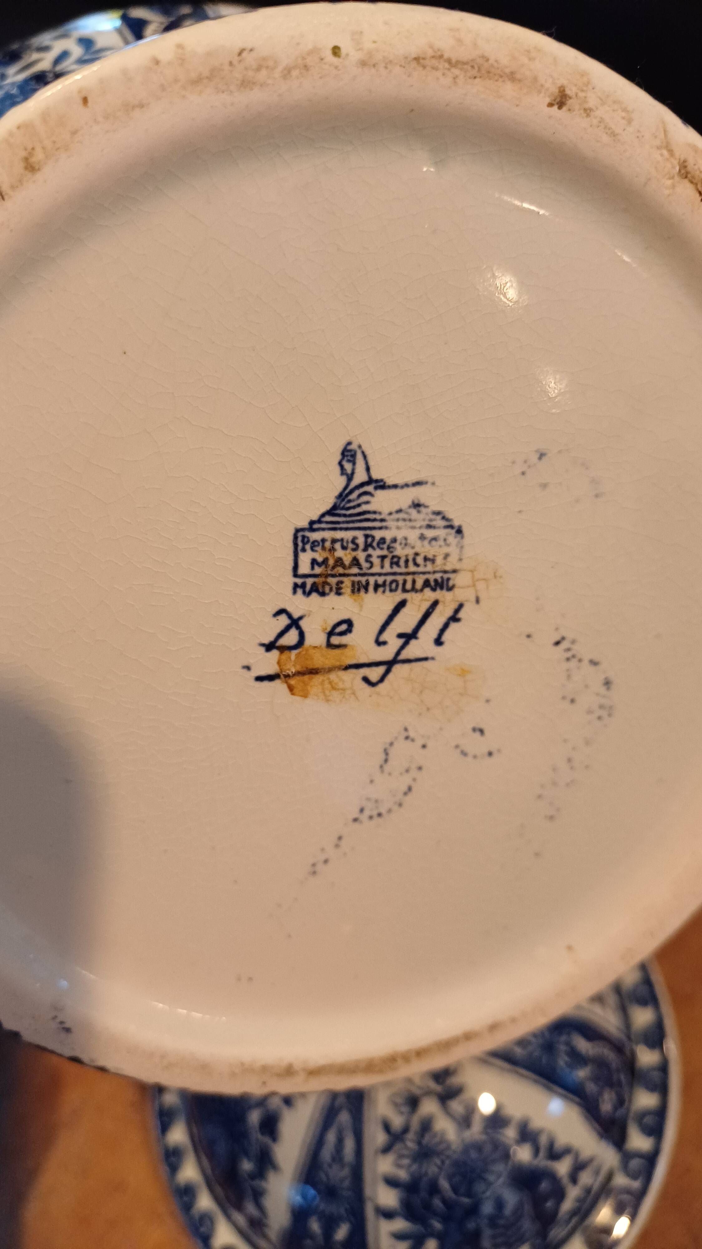 Royal Sphinx Delft blue porcelain vase with Boch lid