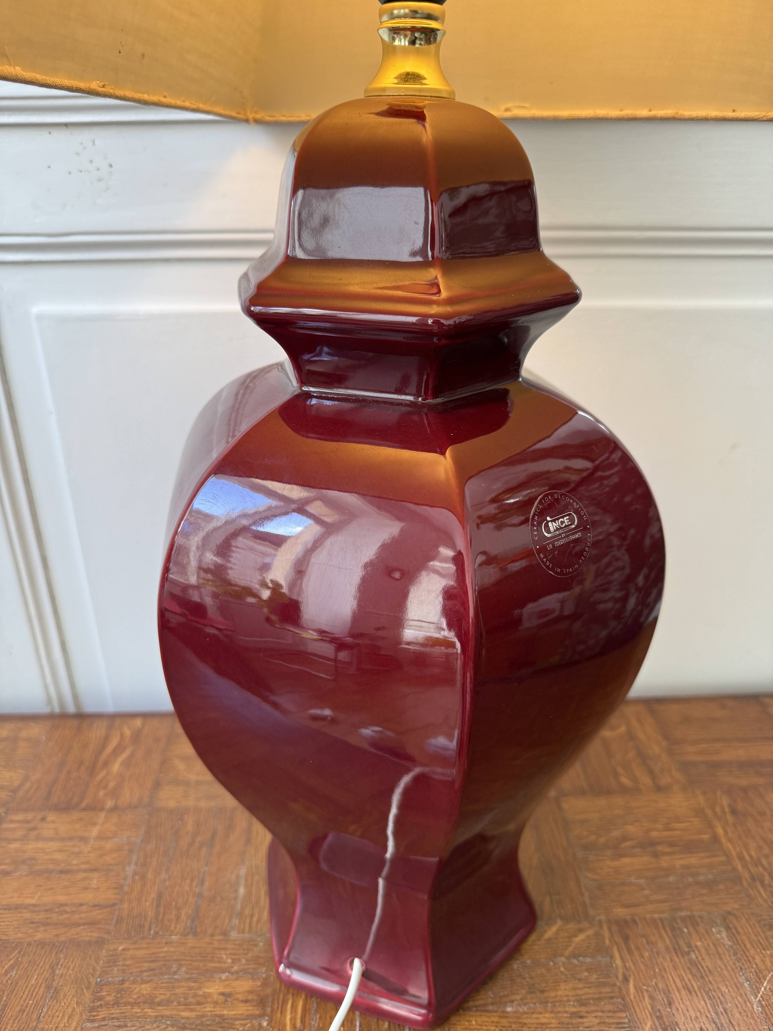 Large red ceramic lamp