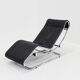 Vintage Italian chaise lounge chair chrome and leather by Guido Faleschini 1970s