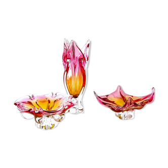 Trio crystal cut of bohemian