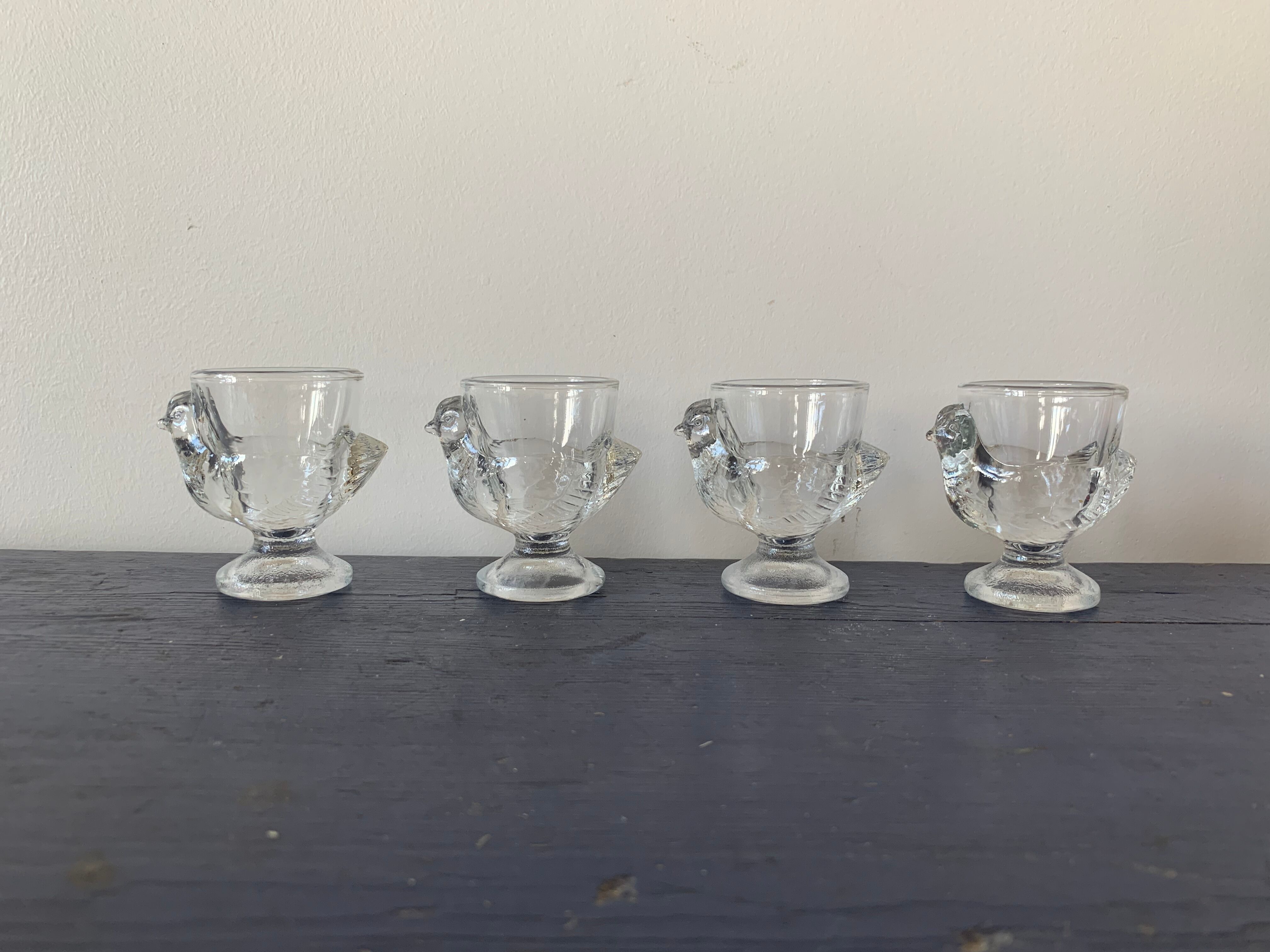 Set of 4 glass hens