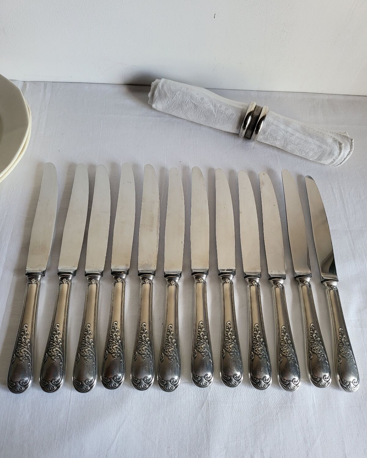 12 silver-plated table knives with stainless steel blades nogent