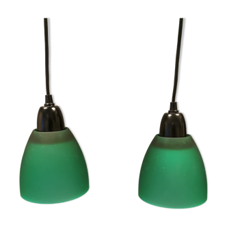 Green glass lamps. probably danish or swedish and from the late 80s or early 90s.
