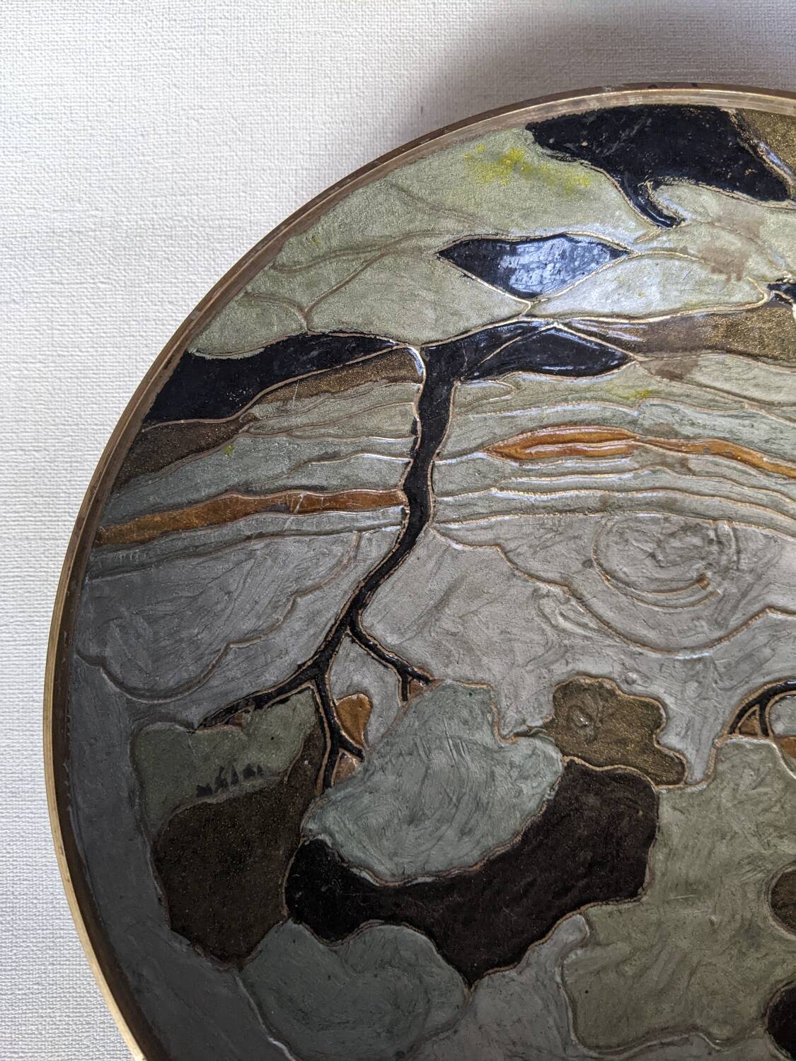 Vide poche laiton cloisonné décor peint à la main laiton émaillé