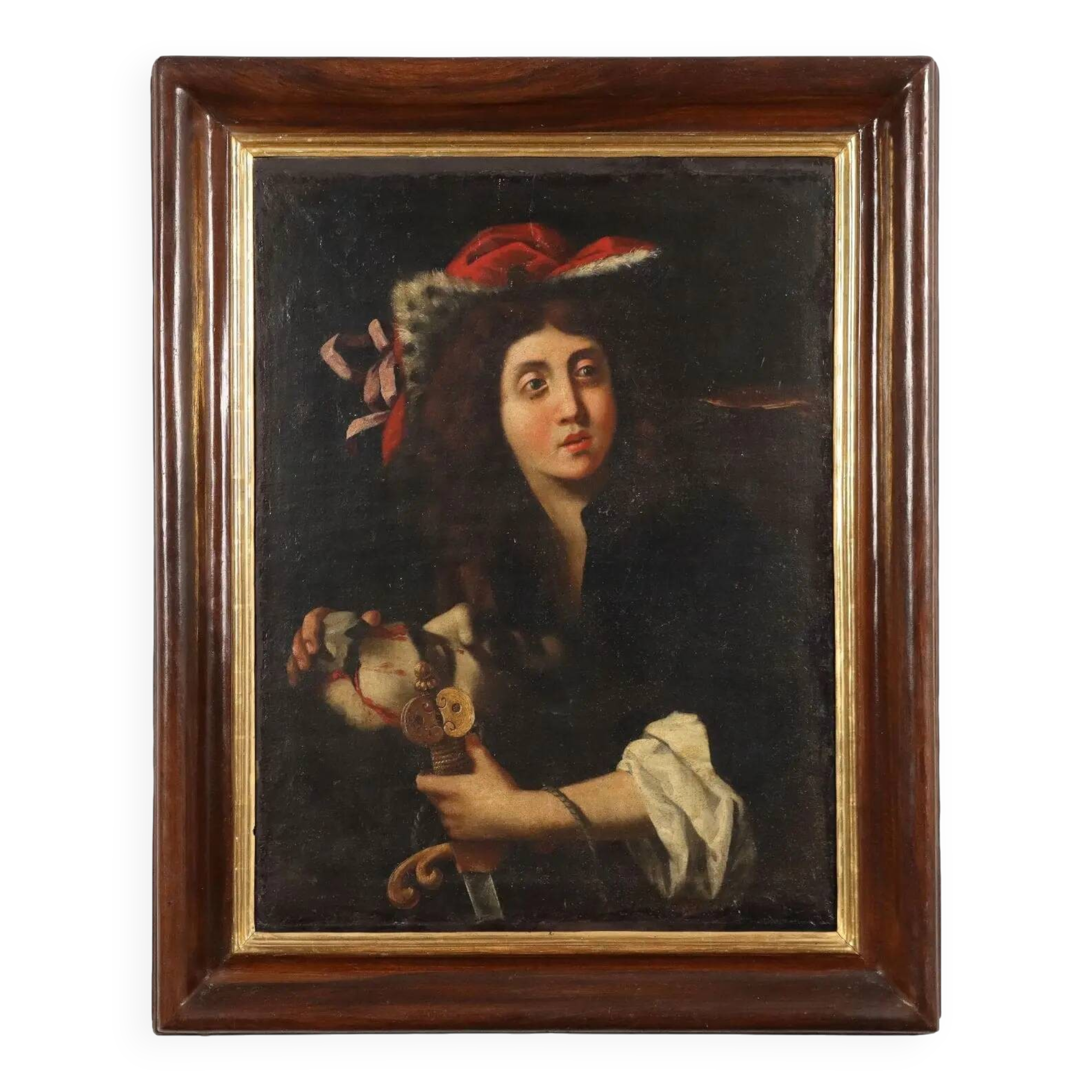 Ancient painting with a religious subject, oil on canvas, 18th century.