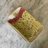 Plat et égouttoir à asperges en barbotine