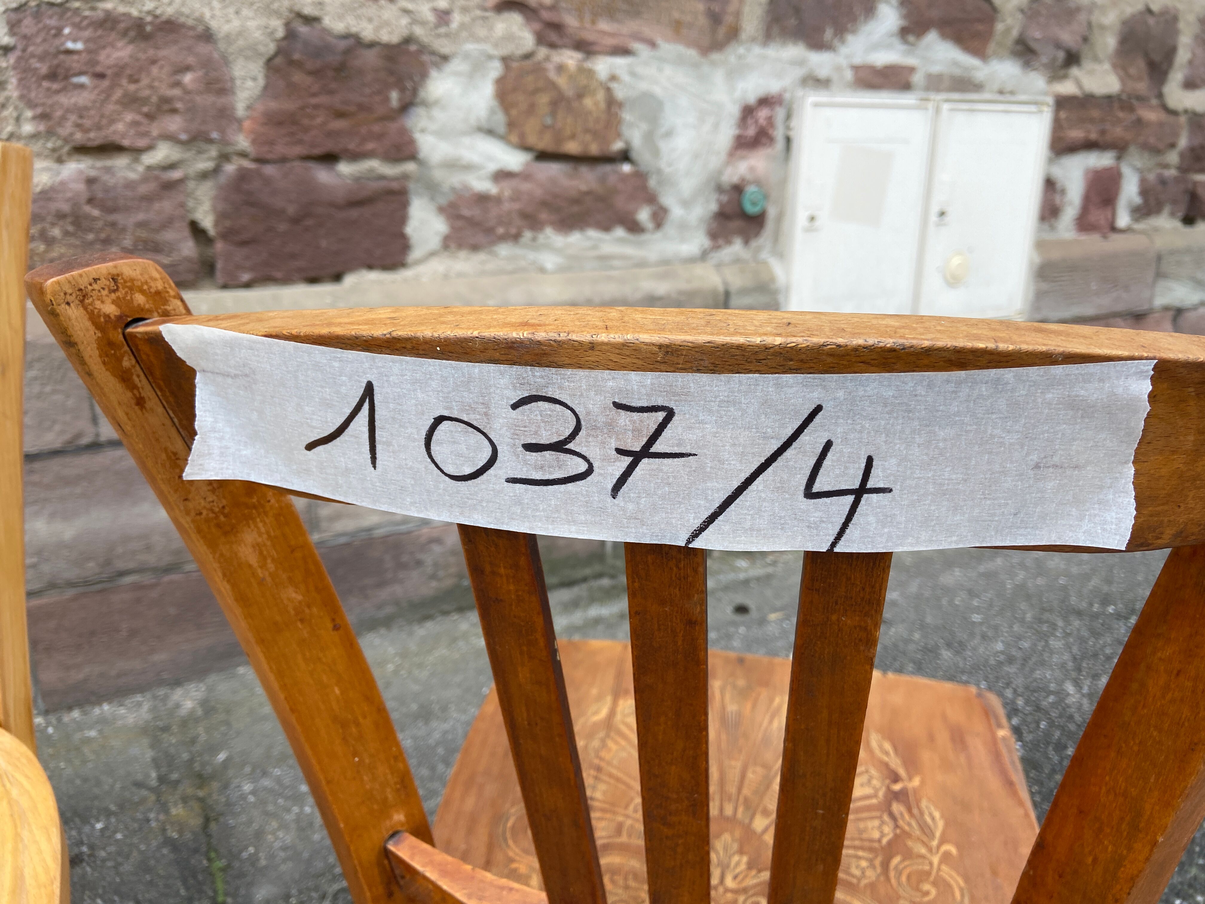 4 bistro chairs café wood curved mismatched vintage