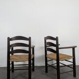 Pair of brutalist armchairs in the spirit of Dudouyt.