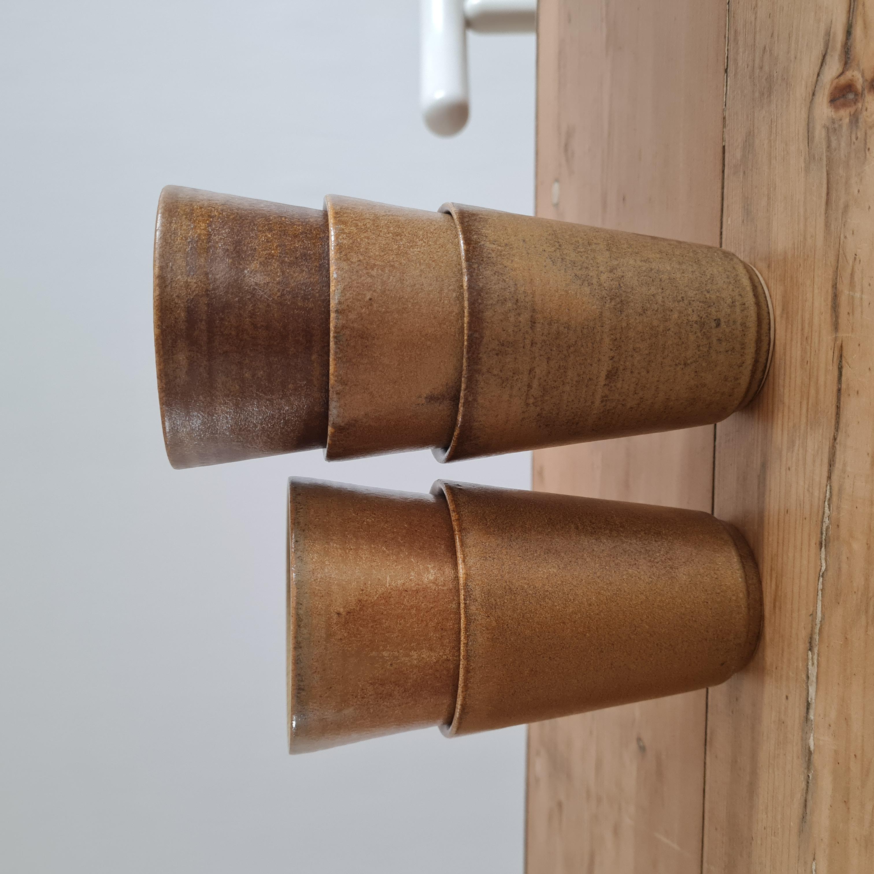 Set of 5 cups in Digoin sandstone