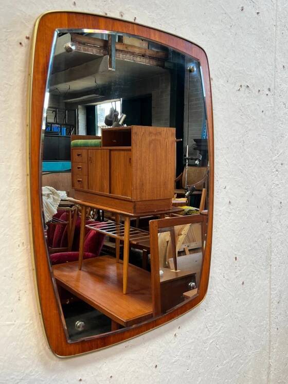 Vintage Mirror, Teak Wood, Sweden 1950's