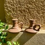 Vintage stoneware candle holders