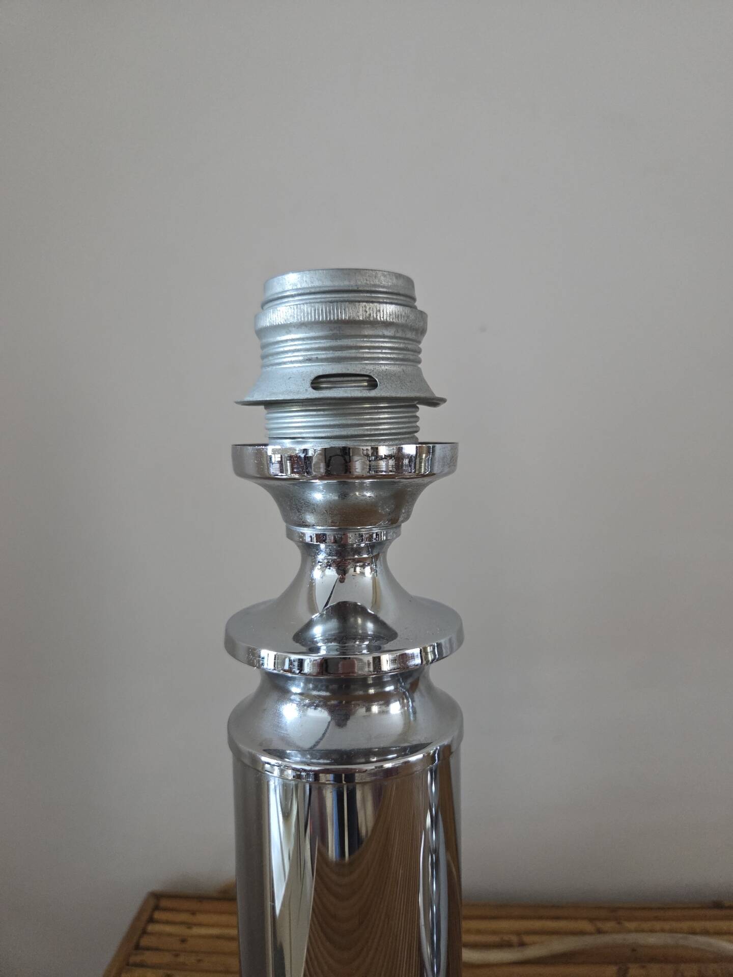 Pair of vintage chrome lamp bases