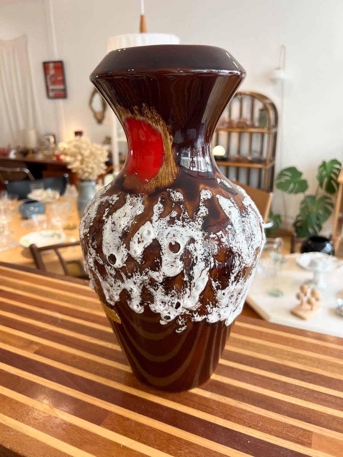 Handmade ceramic vase in "volcanic" style