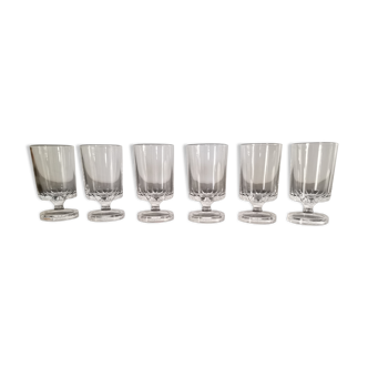 Set of 6 transparent luminarc cavalier liquor glasses with beautiful effect under vintage 70's glass