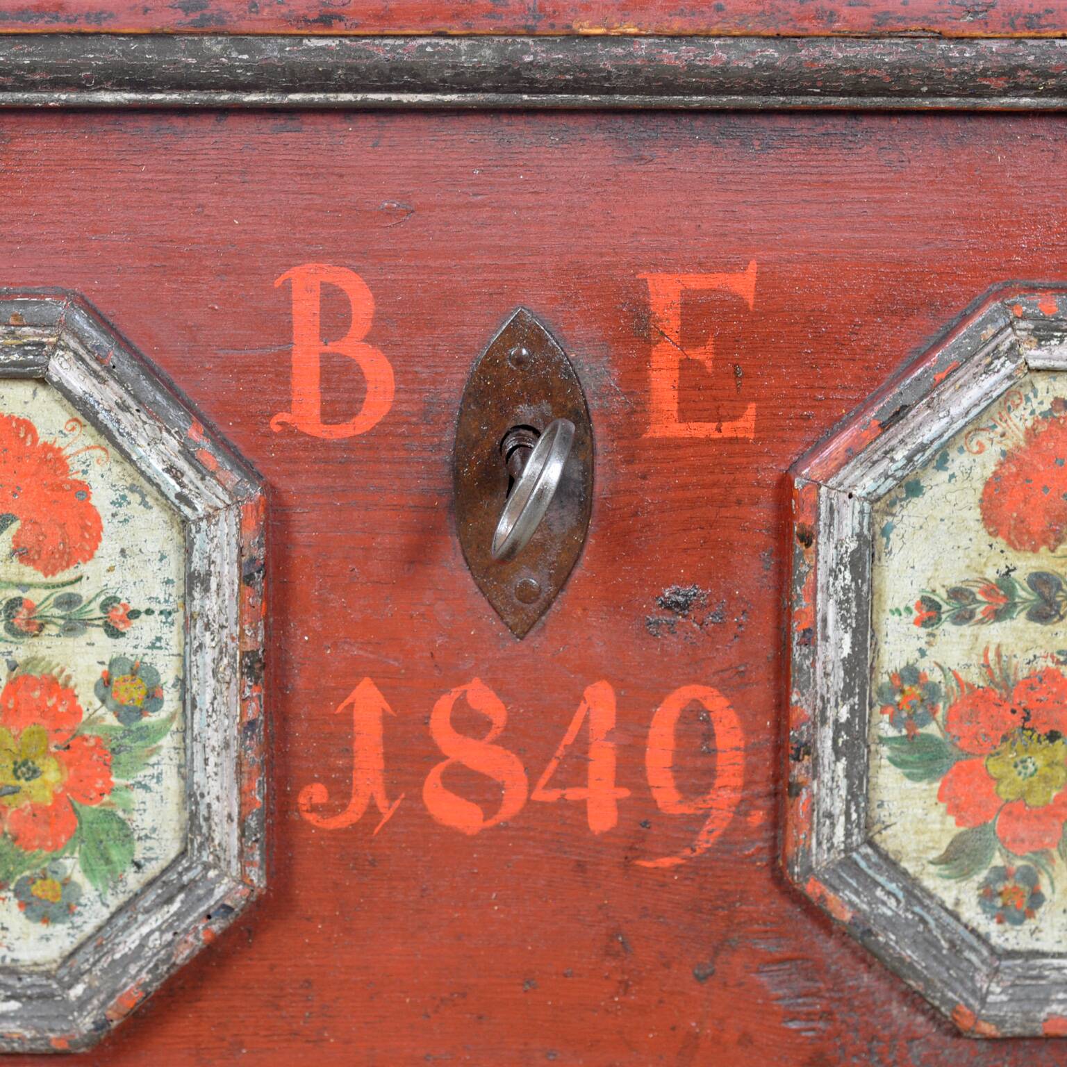 Folk art wedding chest from 1849
