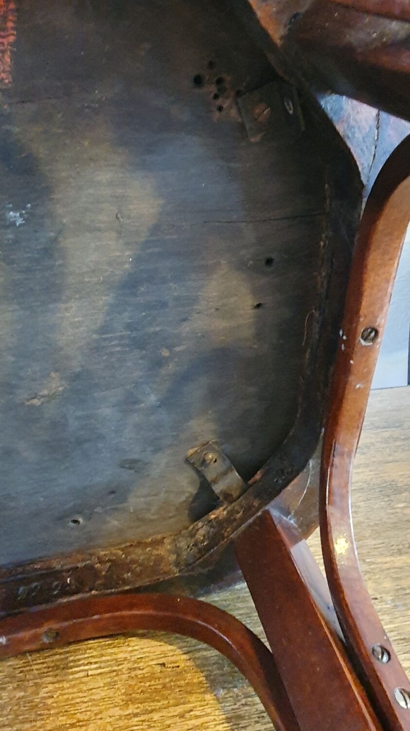 Art nouveau thonet stool bentwood and velvet