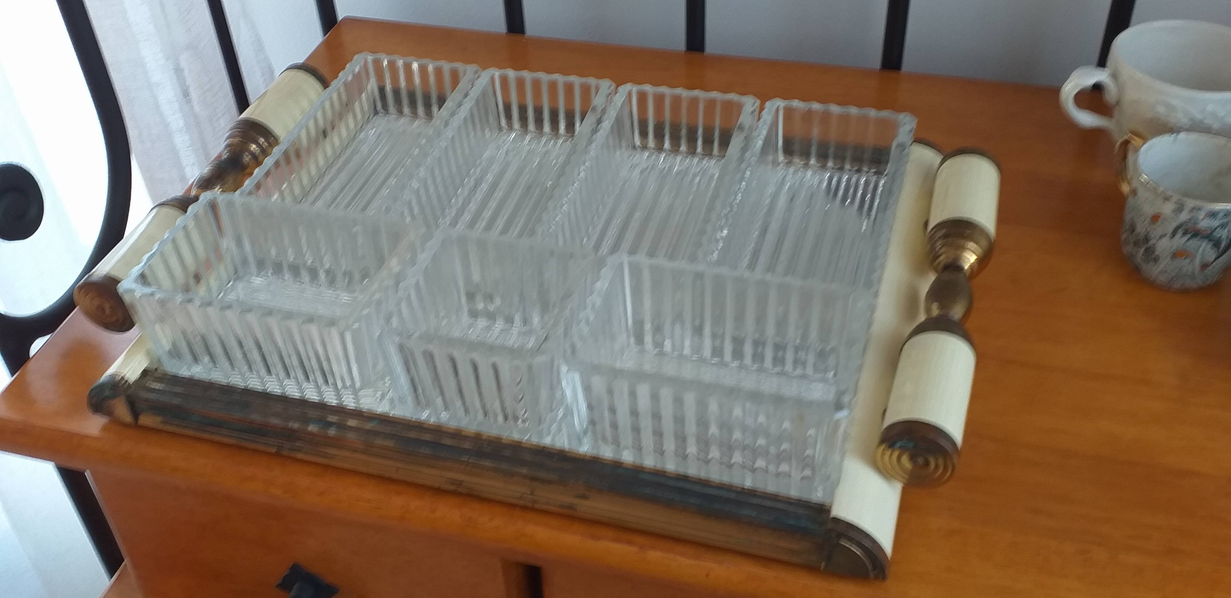 Mirror top with its 7 art deco glass cups