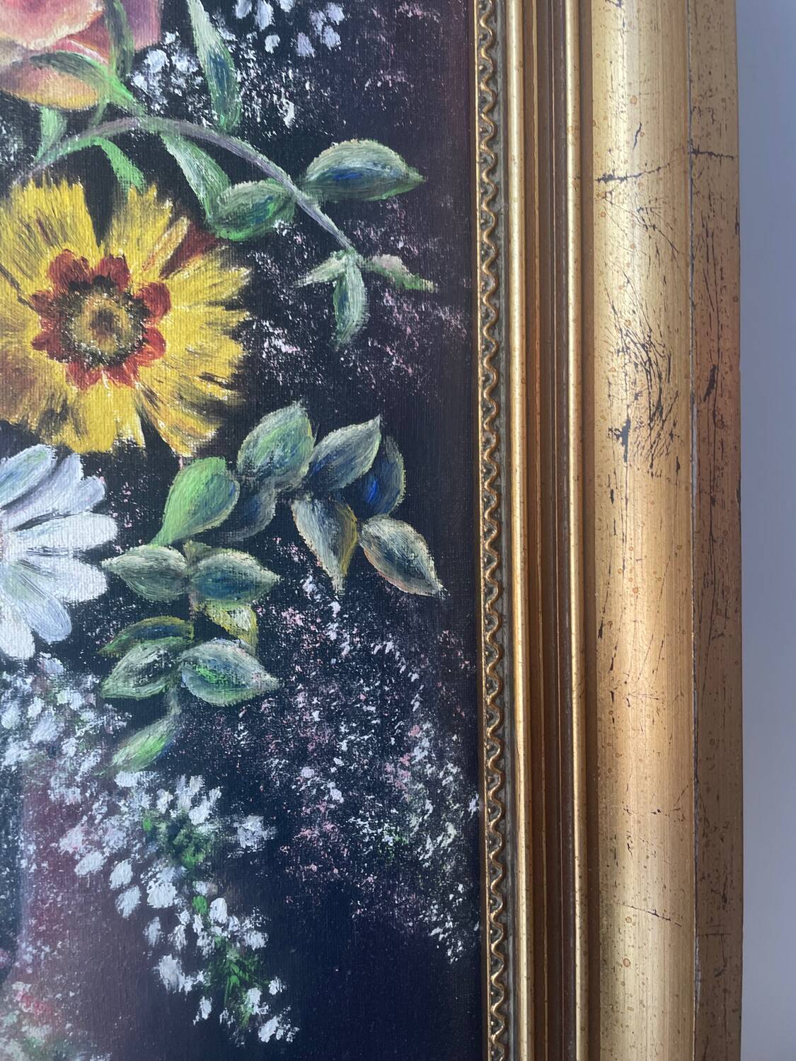 Large framed flower painting