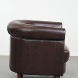 Club Armchair in Very Good Condition Made of Cowhide in English Style