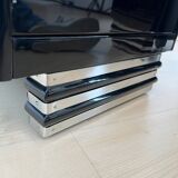 Art Deco Bedside Cabinets in Black Lacquer & Chrome, France, 1930, Set of 2