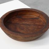 Large handcrafted solid wooden bowl in wabi wabi style, France ca. 1950