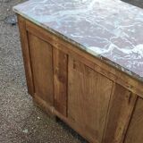 Buffet en bois massif 4 tiroirs - marbre rouge - 1950