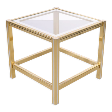 Hollywood regency brass side mirror side table, 1970s