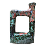 Tamegroute vase in green and red ceramic with geometric pattern - Unique handmade Tamegroute pot