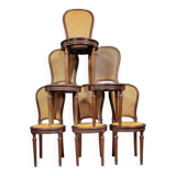 Série de 6 chaises raquettes style Louis XVI en acajou vers 1880