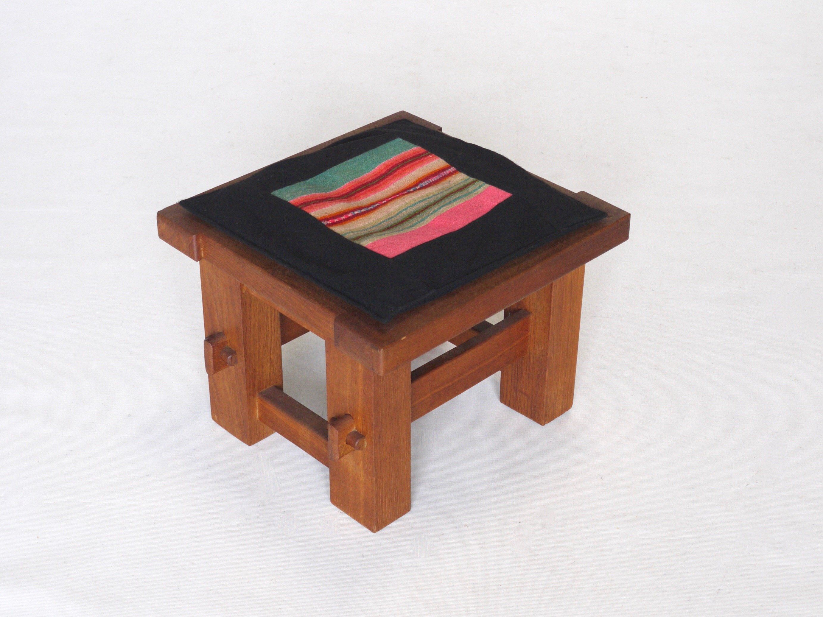 Vintage Modernist Wooden Oak Stool