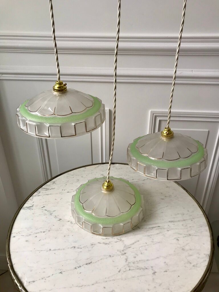 3 green granite glass suspensions 50-60s