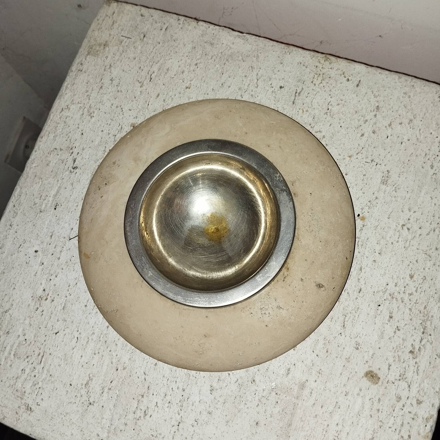 Fratelli Mannelli travertine candle holder ashtray from the 70s