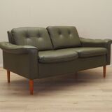 Canapé danois en cuir vert, années 1970