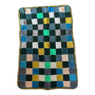 Plaid couverture laine vintage carreaux