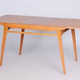Restored Midcentury Oak Extendable Dining Table, Revived Polish, Czechia, 1950s