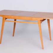 Restored Midcentury Oak Extendable Dining Table, Revived Polish, Czechia, 1950s