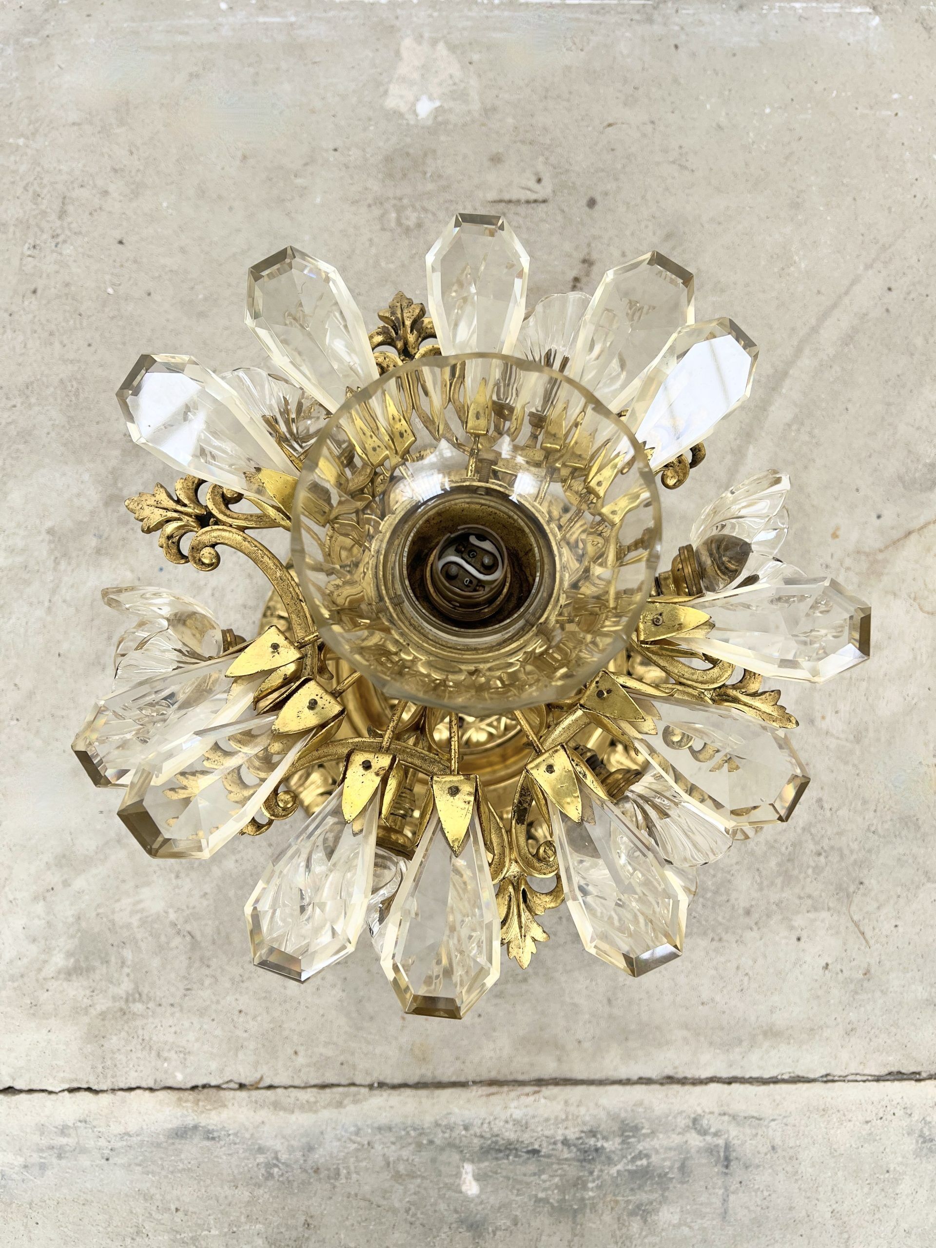"Hot Air Balloon" Ceiling Light – Gilded Bronze & Crystal (7 Lights)
