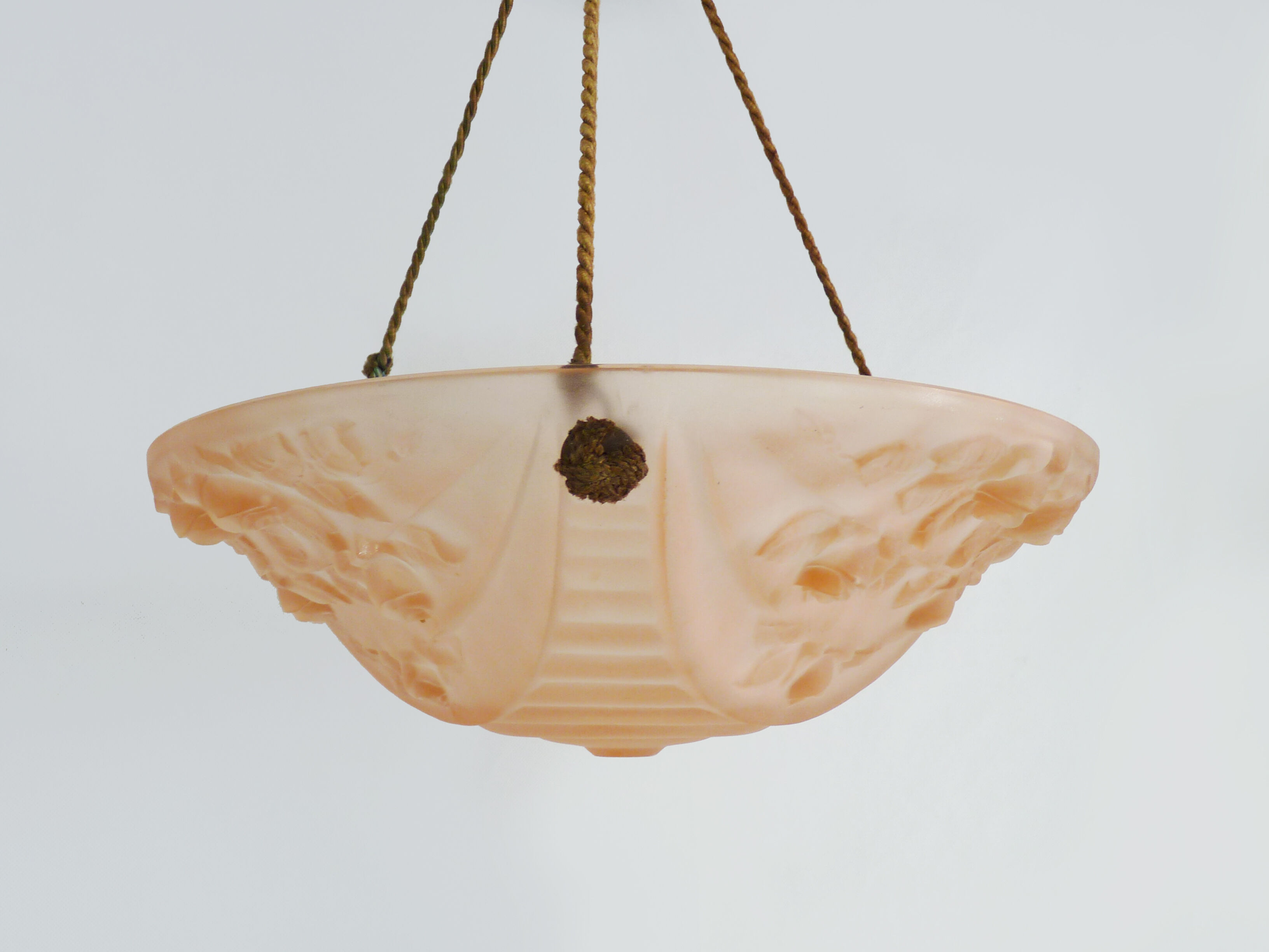 Suspension pink cavasque Art Deco 1 Fire, in glass paste. Year 30
