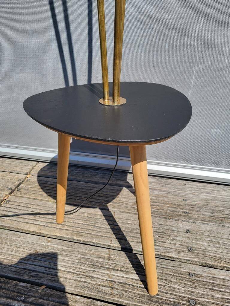 Three-light painter's table lamp in brass from the 1950s.
