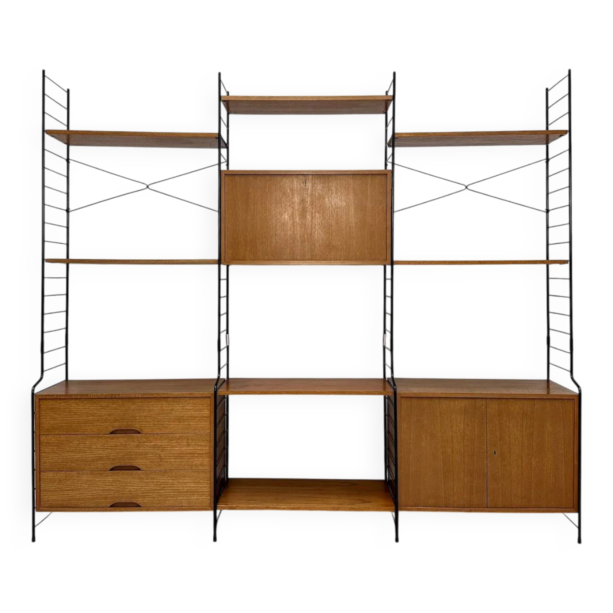 1960s Vintage Freestanding Walnut Shelving System by WHB