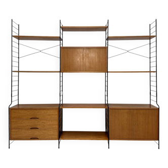1960s Vintage Freestanding Walnut Shelving System by WHB