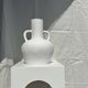 Large handcrafted terracotta vase painted white with double handles H40 D30