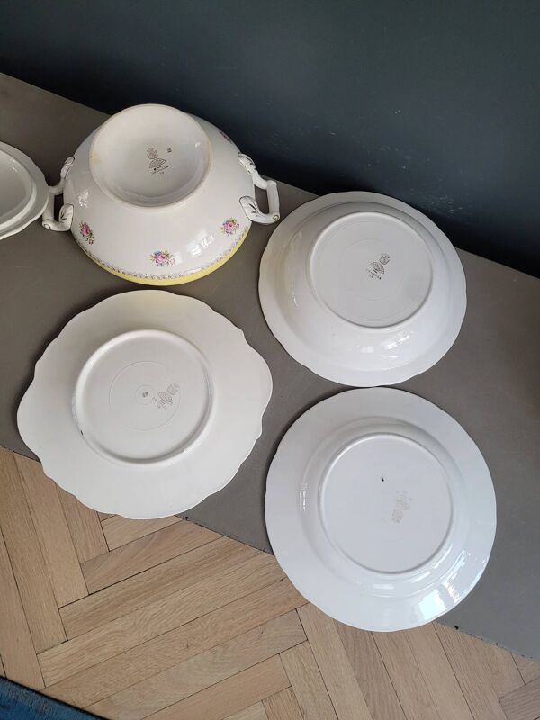 Soupière et 3 plats Digoin & Sarreguemines modèle Graziella - Ref 921