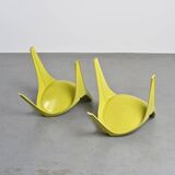 Pair of yellow fiberglass tripod chairs by Walter Frey, circa 1968