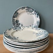 Series of 9 flat plates Terre de Fer “Marie-Louise” St Amand and Hamage