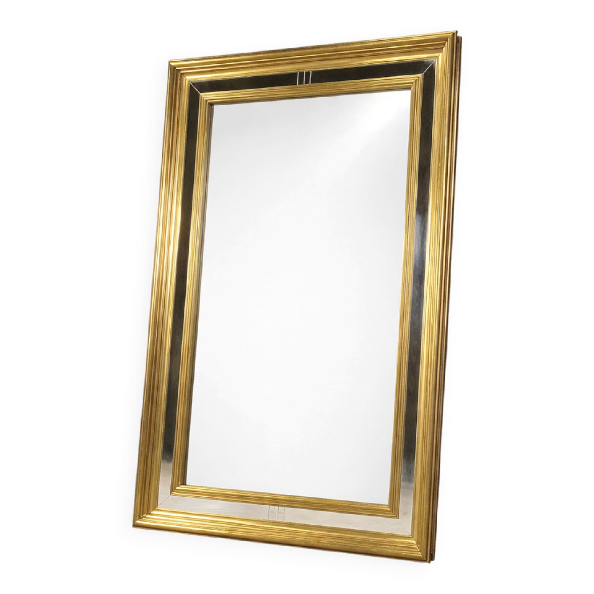 Miroir vintage en bois doré XL, années 1970