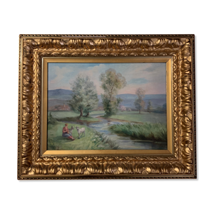 Huile sur toile figurant un paysage