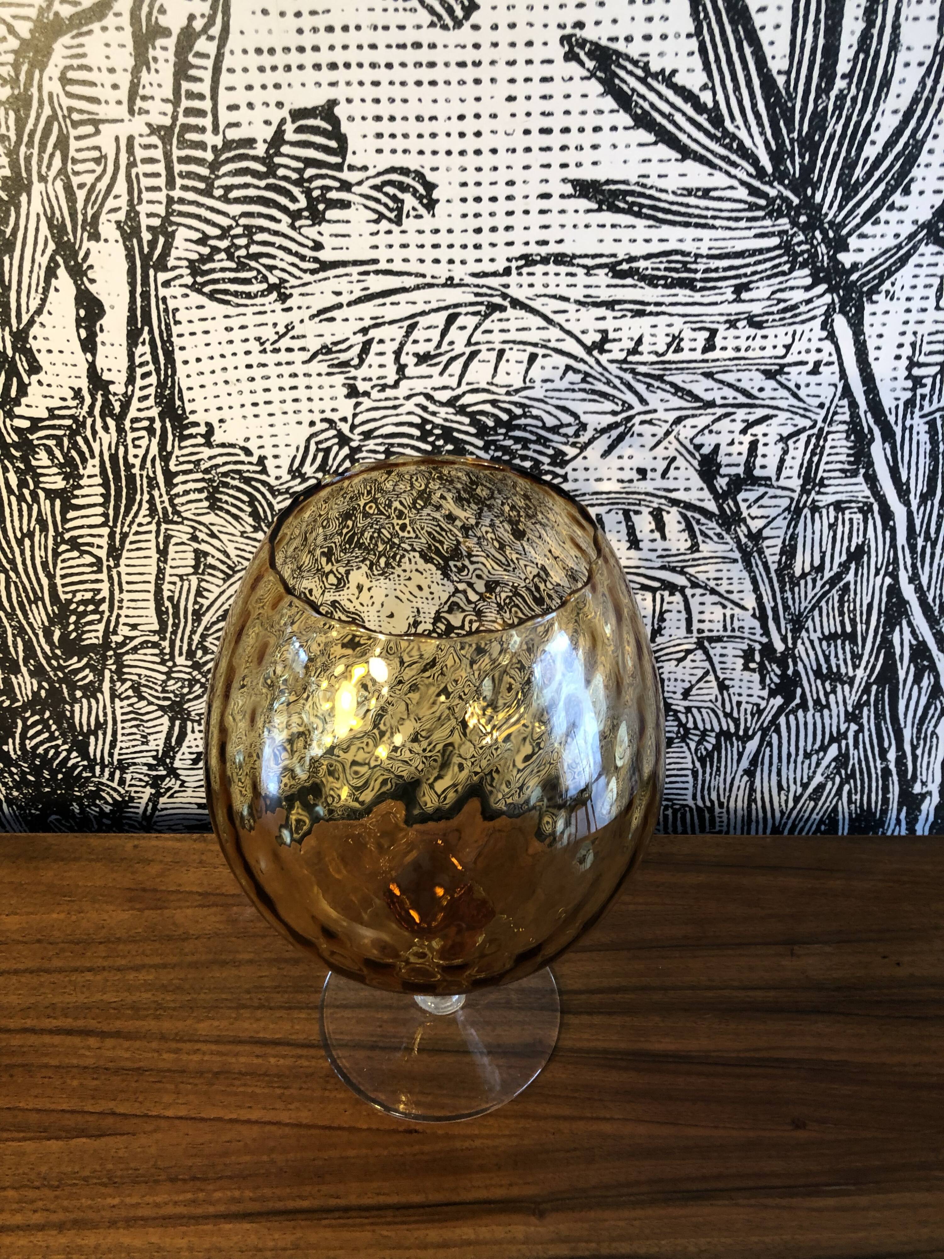 Amber yellow Empoli glass vase Ø20cm
