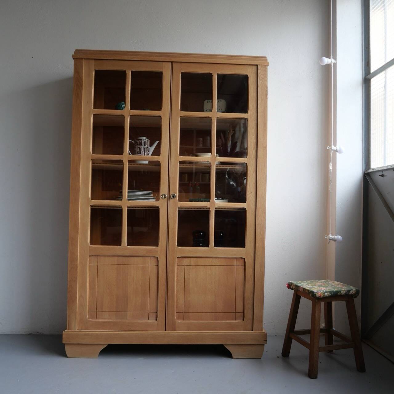 Antique oak display cabinet