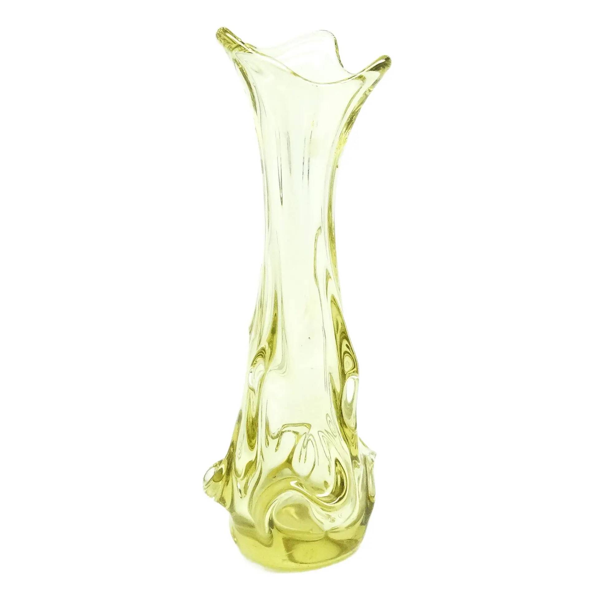 Vase postmoderne, verre jaune, Pologne, années 1970